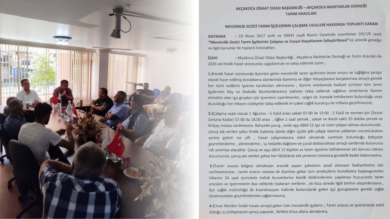 Akçakoca'da Mevsimlik Tarım İşçilerinin Günlük Yevmiyesi 1.300 TL Olarak Belirlendi