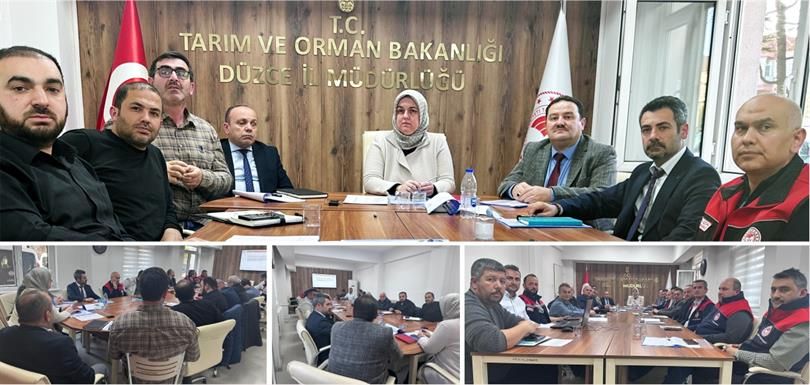 DÜZCE'DE ZİRAİ DON SONRASI İZLENECEK YOLUN BELİRLENMESİ İÇİN KOORDİNASYON TOPLANTISI DÜZENLENDİ