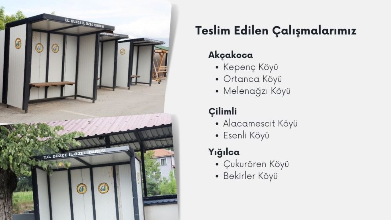 DÜZCE İL ÖZEL İDARESİ'NDEN KÖYLERE BANK VE DURAK DESTEĞİ
