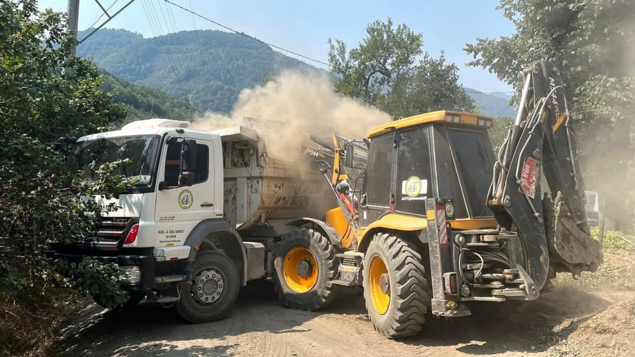 Kaynaşlı Çamoluk ve Sazköy Köyleri Bağlantı Yolunda Altyapı Çalışmaları Tamamlandı