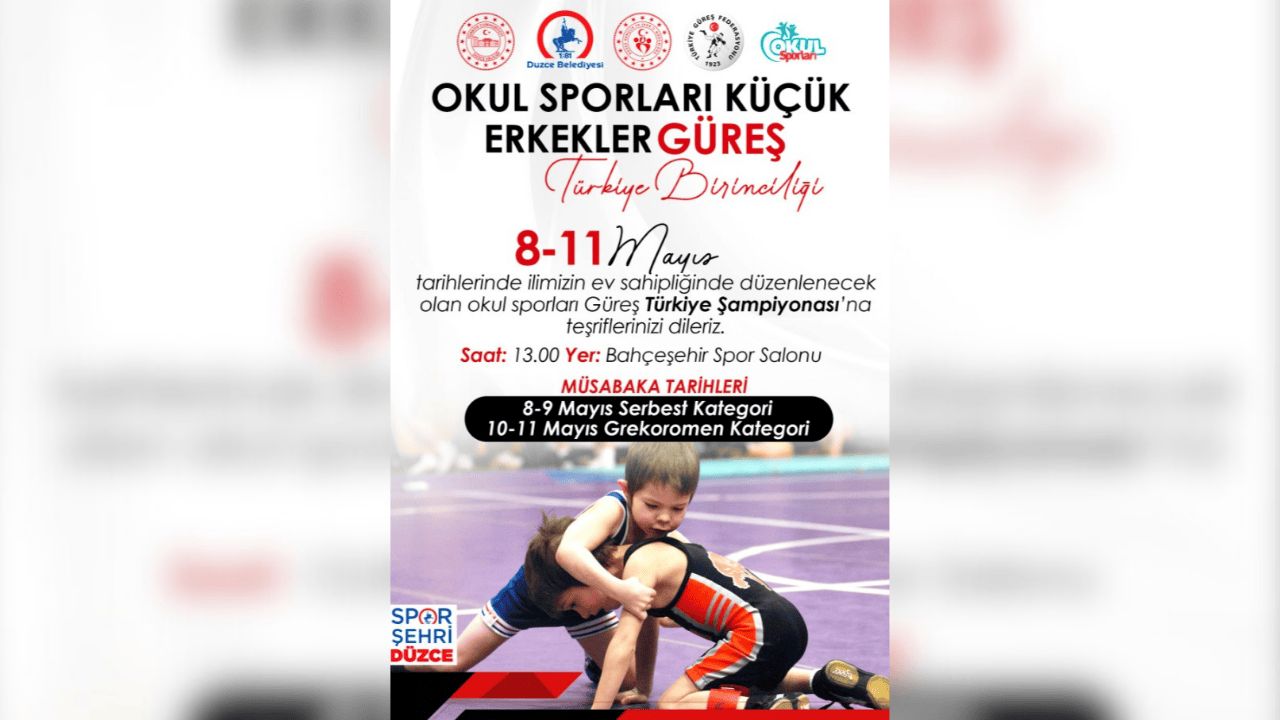 OKUL SPORLARI KÜÇÜK ERKEKLER GÜREŞ TÜRKİYE BİRİNCİLİĞİ MÜSABAKALARI DÜZCE'DE BAŞLIYOR